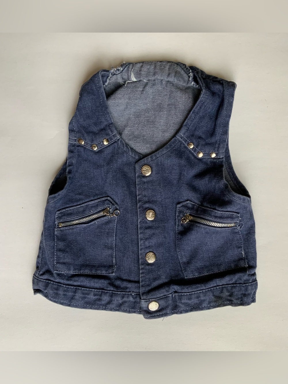 Prince Dark Blue Denim Vest with Studs